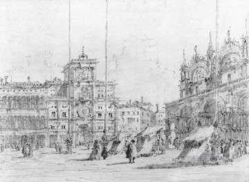 Francesco Guardi Painting - The Torre del Orologio drawing Venetian School Francesco Guardi